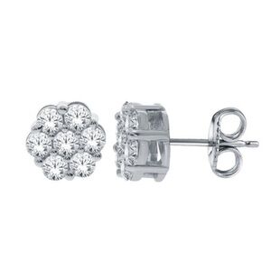 0.25 CT 10k White Gold Lab Diamond Flower Stud Earrings